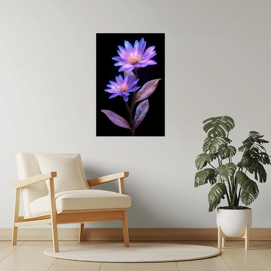 Purple Fantasy Flowers | Dreamy Ethereal Aesthetic | Wall Decor Poster