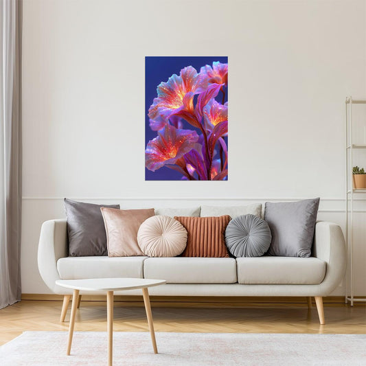 Fiery Scarlet Blooms | Enchanting Fantasy Art | Wall Art Print Poster