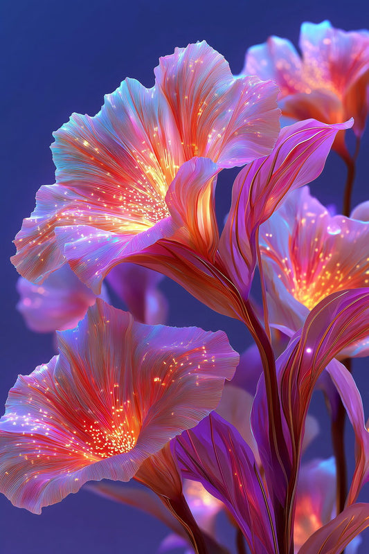 Fiery Scarlet Blooms | Enchanting Fantasy Art | Wall Art Print Poster