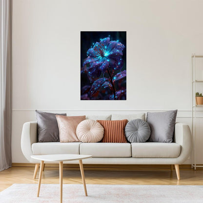Mystical Blue Bloom | Enchanting Fantasy Art | Wall Art Print Poster