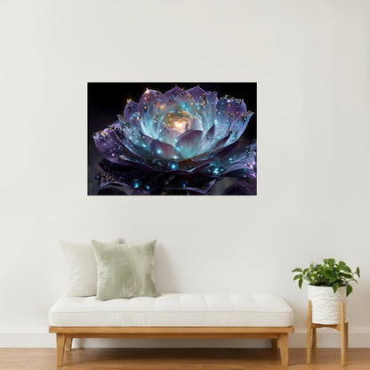 Celestial Lotus Blossom | Dreamy Otherworldly Art | Wall Art Print Poster