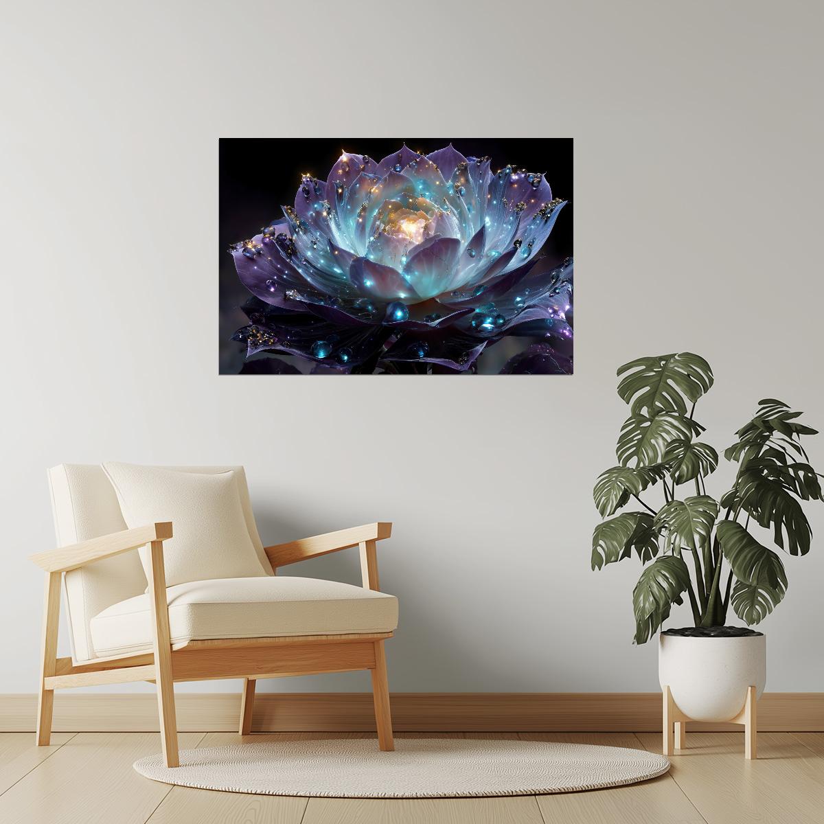 Celestial Lotus Blossom | Dreamy Otherworldly Art | Wall Art Print Poster