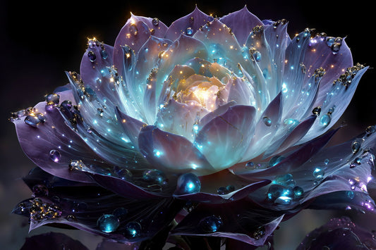 Celestial Lotus Blossom | Dreamy Otherworldly Art | Wall Art Print Poster