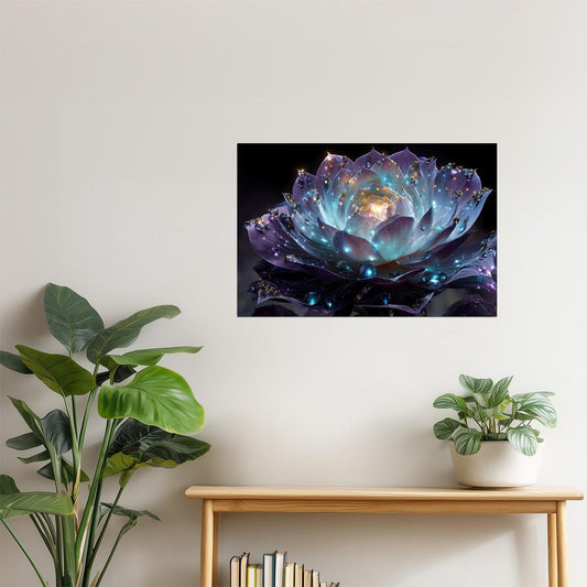 Celestial Lotus Blossom | Dreamy Otherworldly Art | Wall Art Print Poster