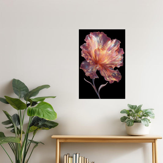 Radiant Golden Petals | Whimsical Surrealism | Wall Art Print Poster