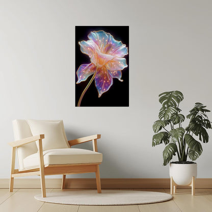 Luminous Violet Bloom | Otherworldly Botanical Fantasy | Wall Decor Poster