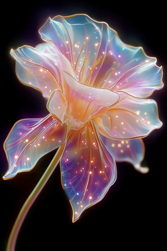 Luminous Violet Bloom | Otherworldly Botanical Fantasy | Wall Decor Poster