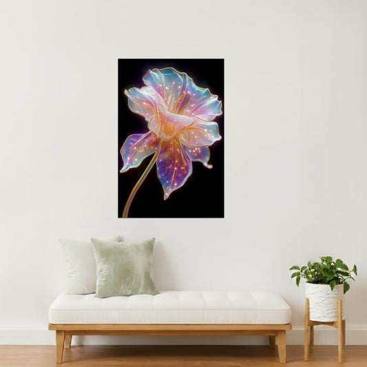 Luminous Violet Bloom | Otherworldly Botanical Fantasy | Wall Decor Poster