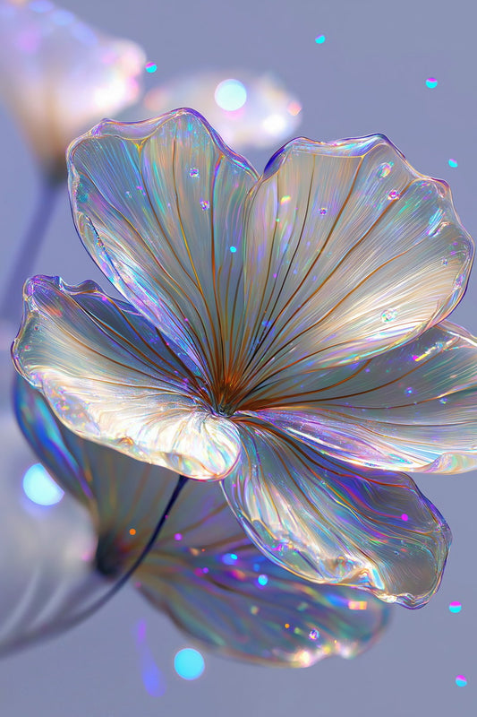 Iridescent Blue Flower | Mystical Botanical Aesthetic | Wall Art Print