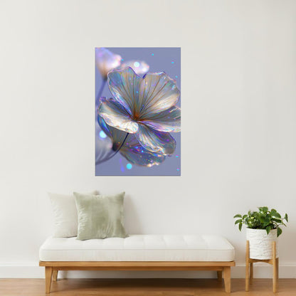Iridescent Blue Flower | Mystical Botanical Aesthetic | Wall Art Print