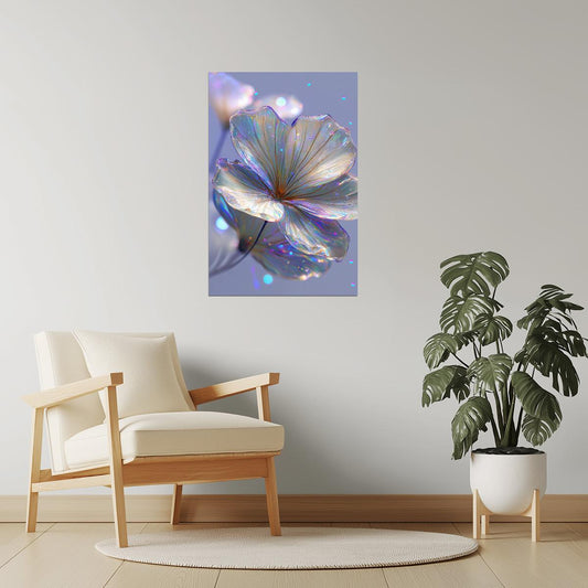 Iridescent Blue Flower | Mystical Botanical Aesthetic | Wall Art Print