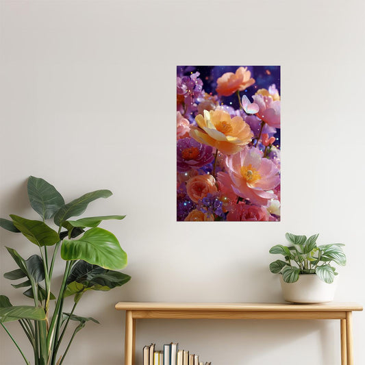 Dreamy Peach Flowers | Mystical Aura Core | Wall Art Print Poster