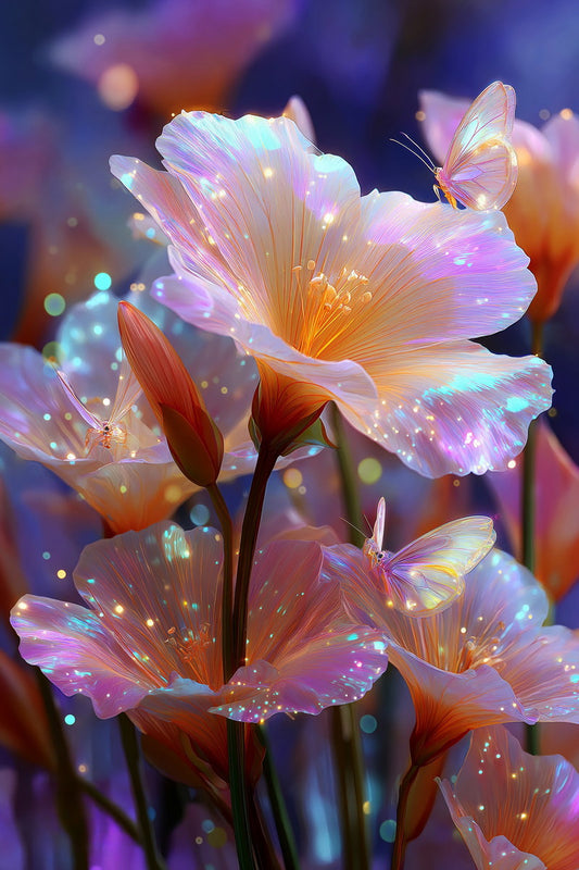 Shimmering Orange Blooms | Whimsical Fantasycore | Wall Decor Poster