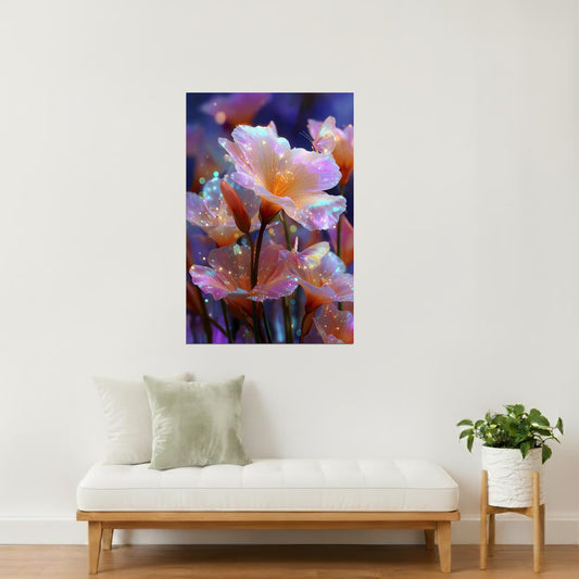 Shimmering Orange Blooms | Whimsical Fantasycore | Wall Decor Poster