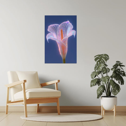 Radiant Pink Lily | Celestial Fantasy Art | Wall Art Print Poster