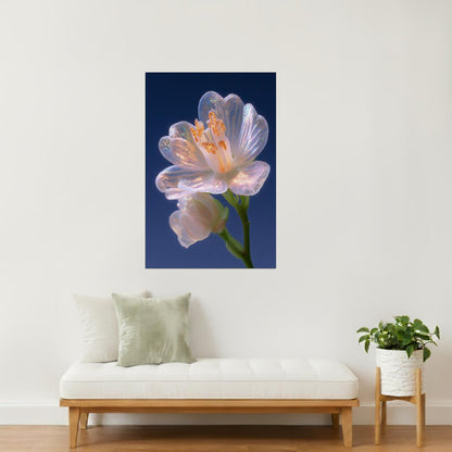 Translucent White Blossom | Serene Botanical Fantasy | Wall Decor Poster