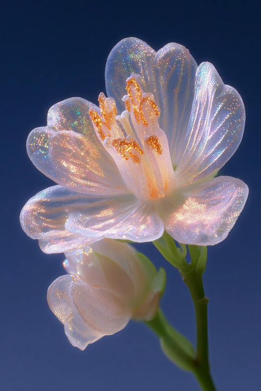Translucent White Blossom | Serene Botanical Fantasy | Wall Decor Poster