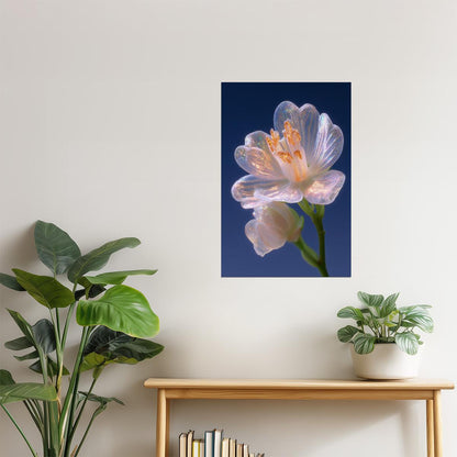 Translucent White Blossom | Serene Botanical Fantasy | Wall Decor Poster