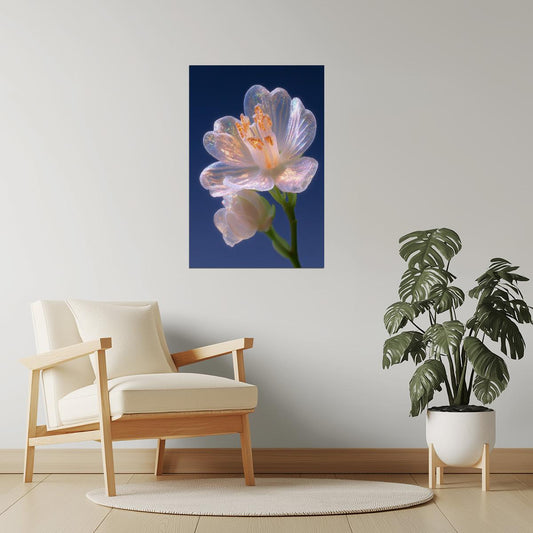 Translucent White Blossom | Serene Botanical Fantasy | Wall Decor Poster