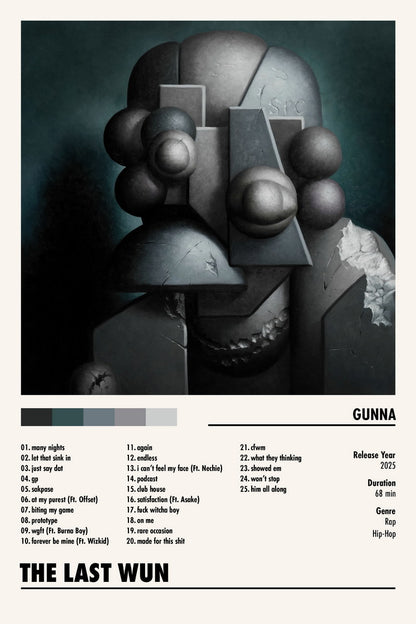 Gunna The Last Wun | Album Cover Poster | Minimalist Tracklist Art - Music Poster