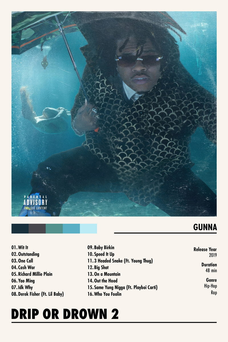 Gunna Drip or Drown 2 | Album Cover Poster | Minimalist Tracklist Art - Music Poster