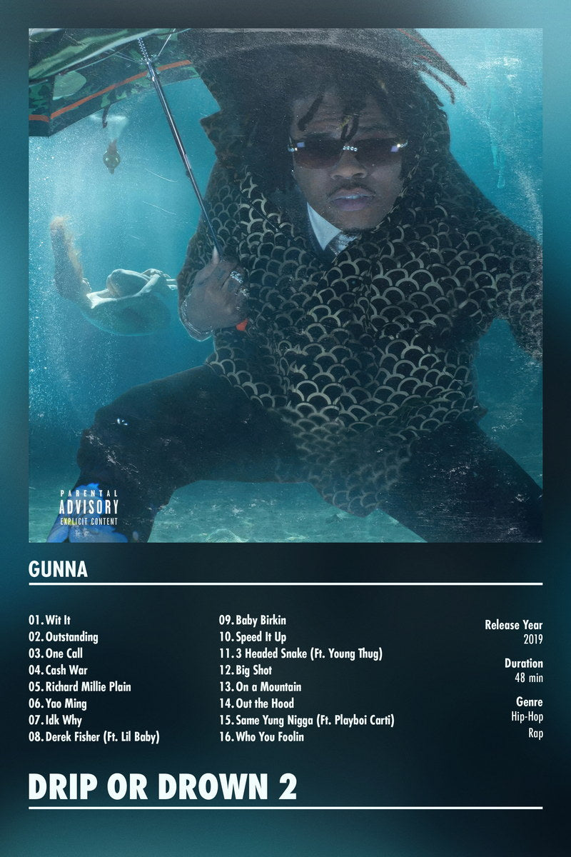 Gunna Drip or Drown 2 | Album Cover Poster | Aesthetic Tracklist Art - Music Poster