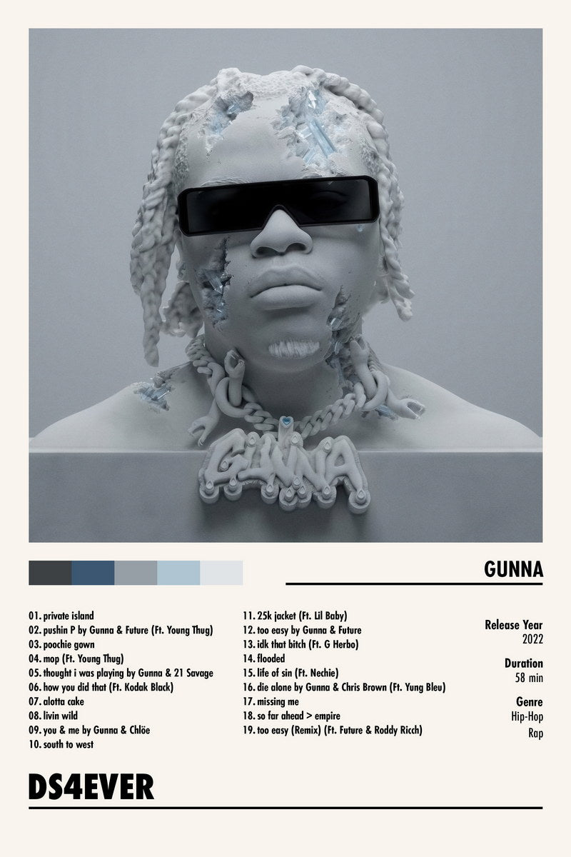 Gunna DS4Ever | Album Cover Poster | Minimalist Tracklist Art - Music Poster