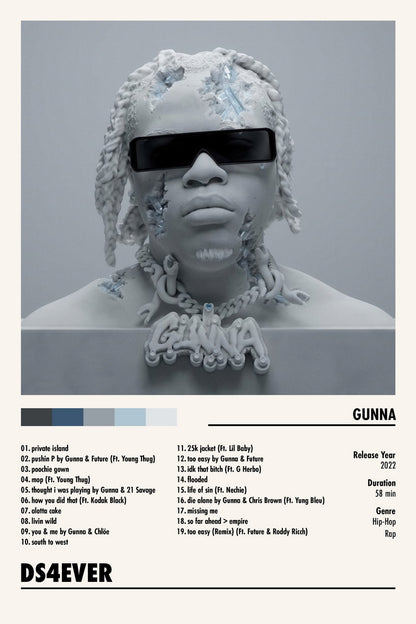 Gunna DS4Ever | Album Cover Poster | Minimalist Tracklist Art - Music Poster