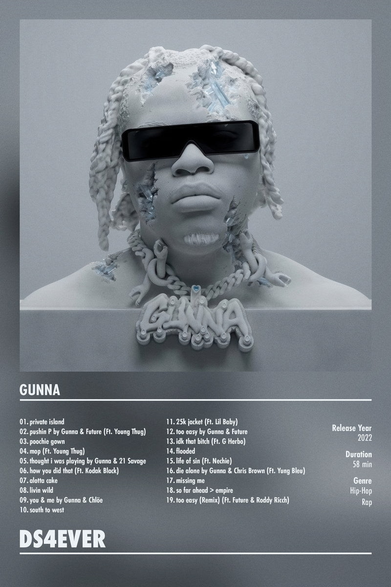 Gunna DS4Ever | Album Cover Poster | Aesthetic Tracklist Art - Music Poster