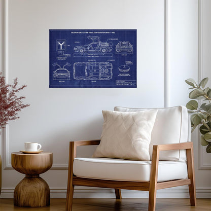 DeLorean Time Machine Mark I | Back to the Future Poster | Classic Car Blueprint - Movies & TV Poster