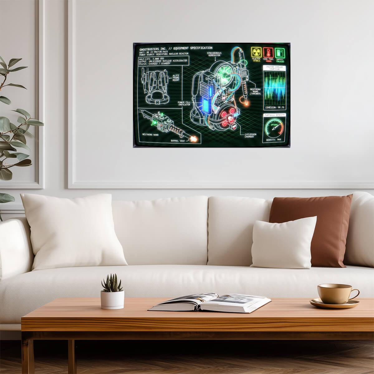Ghostbusters Proton Pack | Movie Prop Poster | Technical Blueprint Art - Movies & TV Poster
