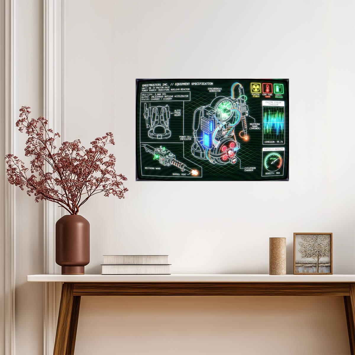 Ghostbusters Proton Pack | Movie Prop Poster | Technical Blueprint Art - Movies & TV Poster
