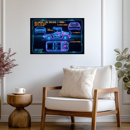 DeLorean Time Machine Mark I | Back to the Future Poster | 80s Retro Blueprint - Movies & TV Poster