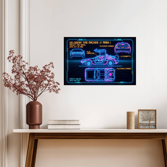 DeLorean Time Machine Mark I | Back to the Future Poster | 80s Retro Blueprint - Movies & TV Poster