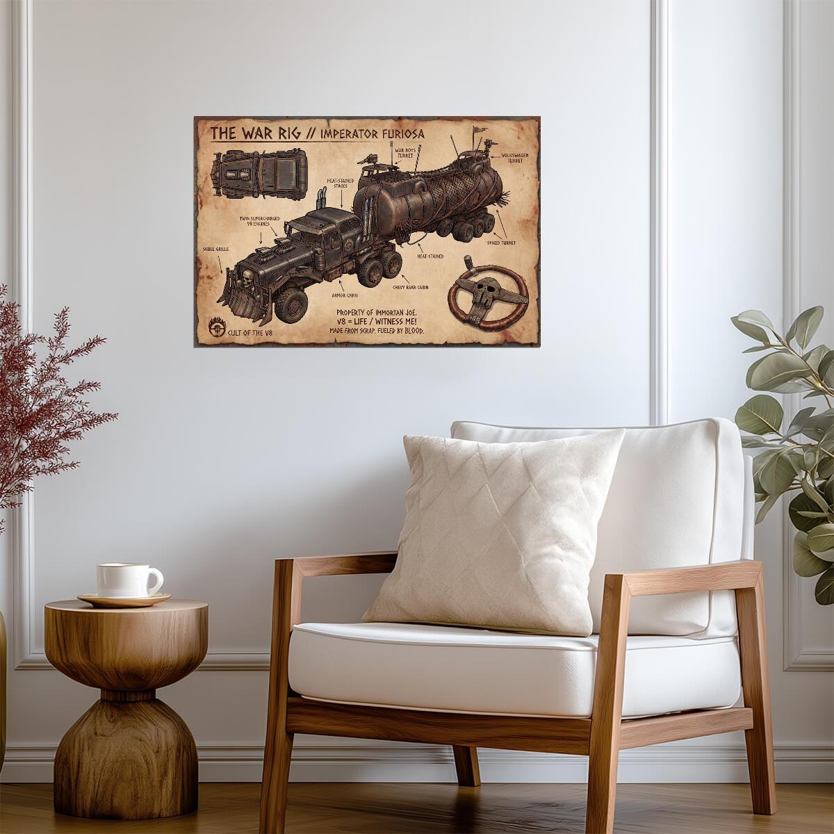 Mad Max Fury Road War Rig | Movie Vehicle Poster | Wasteland Truck Blueprint - Movies & TV Poster