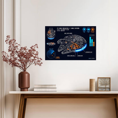 Millennium Falcon YT-1300 | Star Wars Poster | Tech Schematic Blueprint - Movies & TV Poster