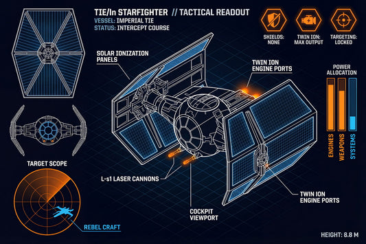 TIE Fighter Imperial Fleet | Star Wars Poster | Neon Tactical Blueprint - Movies & TV Poster
