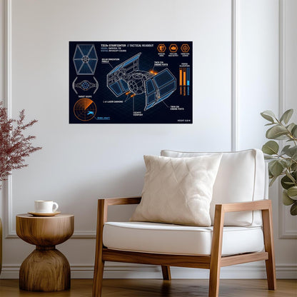 TIE Fighter Imperial Fleet | Star Wars Poster | Neon Tactical Blueprint - Movies & TV Poster