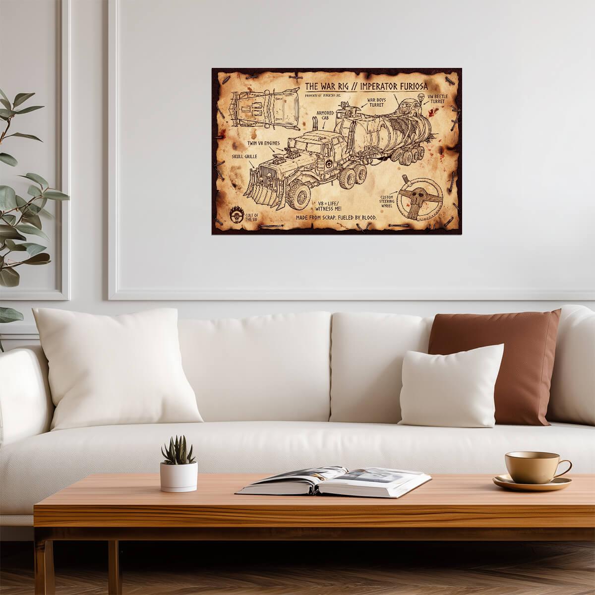 Mad Max War Rig Imperator Furiosa | Movie Vehicle Poster | Vintage Style Blueprint - Movies & TV Poster