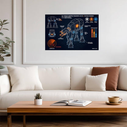 AT-AT Imperial Walker | Star Wars Poster | Neon Holographic Blueprint - Movies & TV Poster