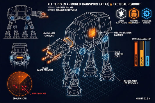 AT-AT Imperial Walker | Star Wars Poster | Neon Holographic Blueprint - Movies & TV Poster