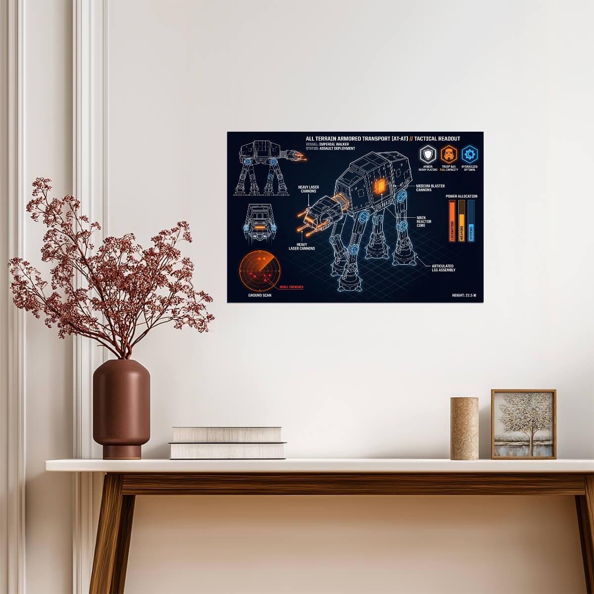 AT-AT Imperial Walker | Star Wars Poster | Neon Holographic Blueprint - Movies & TV Poster