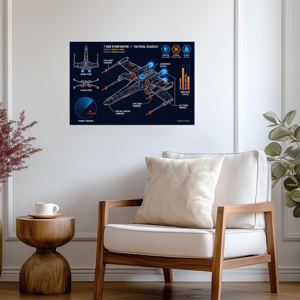 X-Wing Starfighter T-65B | Star Wars Poster | Rebel Alliance Blueprint - Movies & TV Poster