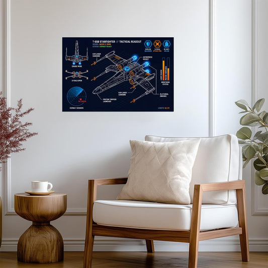 X-Wing Starfighter T-65B | Star Wars Poster | Rebel Alliance Blueprint - Movies & TV Poster