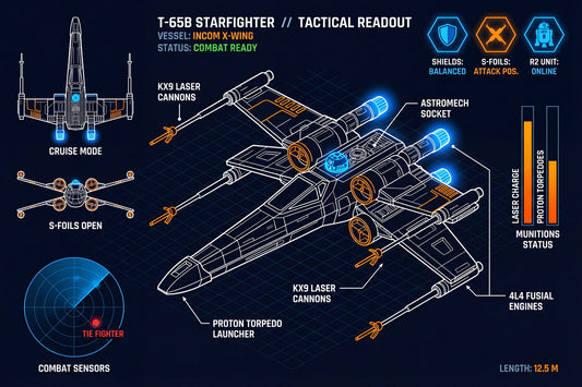 X-Wing Starfighter T-65B | Star Wars Poster | Rebel Alliance Blueprint - Movies & TV Poster