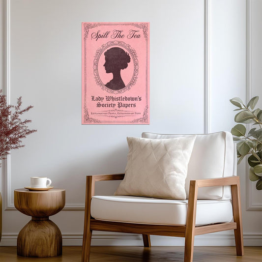 Bridgerton TV Show Poster | Lady Whistledown Pamphlet Pink Fan Art - Movies & TV Poster