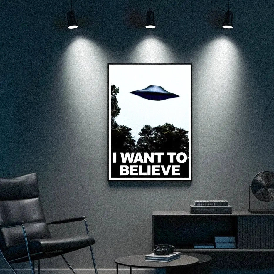 "I Want To Believe" UFO | Alien Conspiracy Poster | Sci-Fi Wall Art