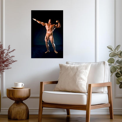 Arnold Schwarzenegger Vacuum Pose | Bodybuilding Motivation Poster | Vintage Gym Wall Art