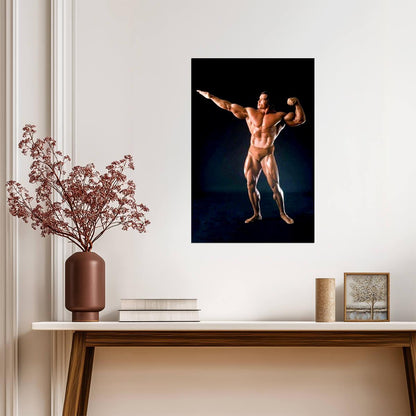 Arnold Schwarzenegger Vacuum Pose | Bodybuilding Motivation Poster | Vintage Gym Wall Art