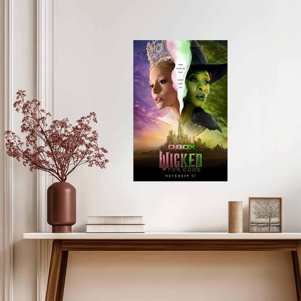 Wicked For Good Glinda & Elphaba Split Poster | Ariana Grande & Cynthia Erivo Portrait | Fantasy Musical Art - Movies & TV Poster